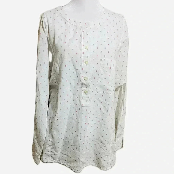 NWT Loft white colored polka dot long sleeve tunic L - Picture 1 of 6